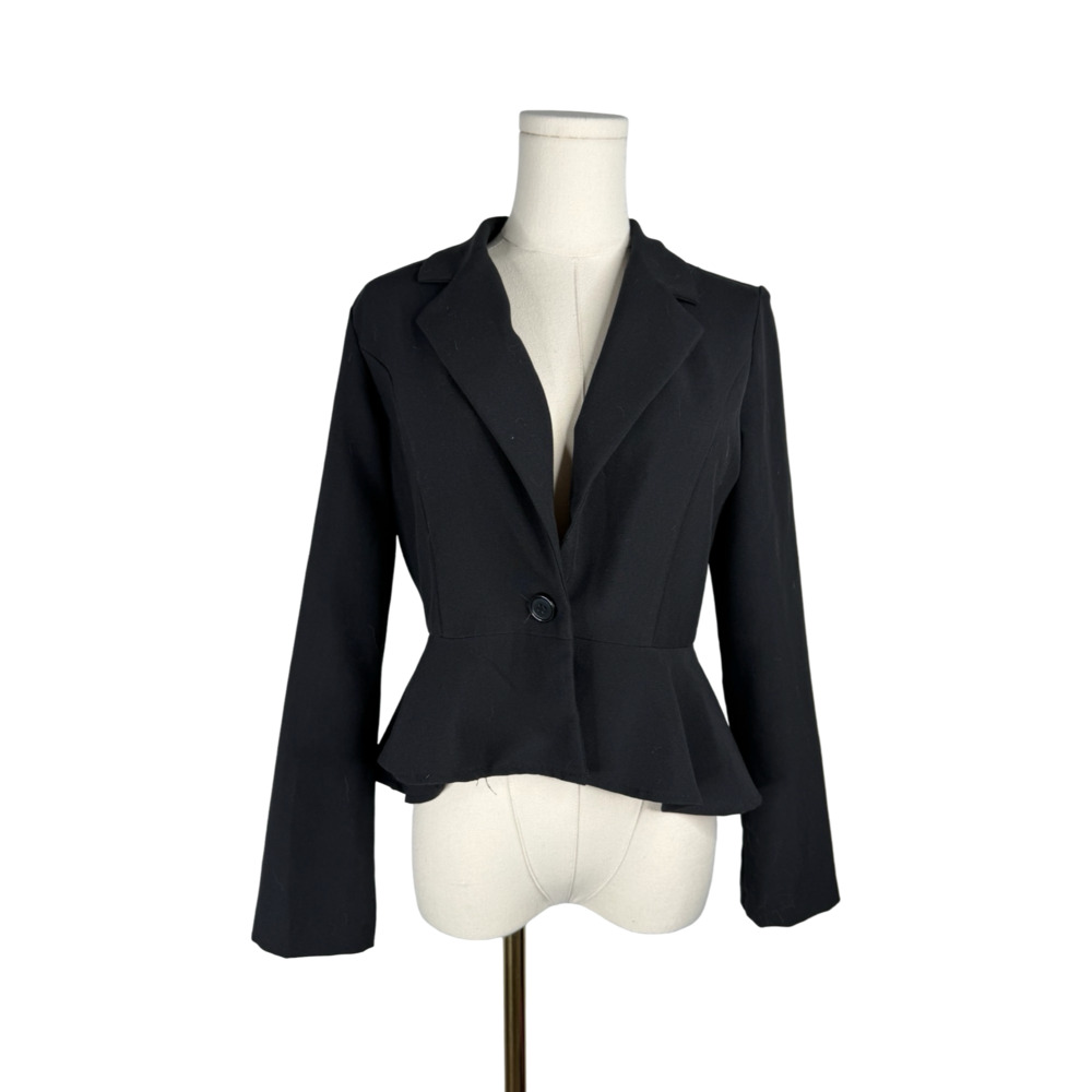 Sensational Collection Women's Black Single Button Peplum Blazer Sz. Large